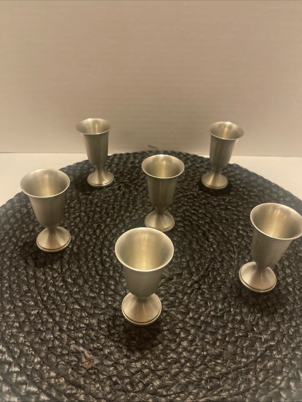 Set of 6 Pewter bar shot glass - Brushed Silver Finish